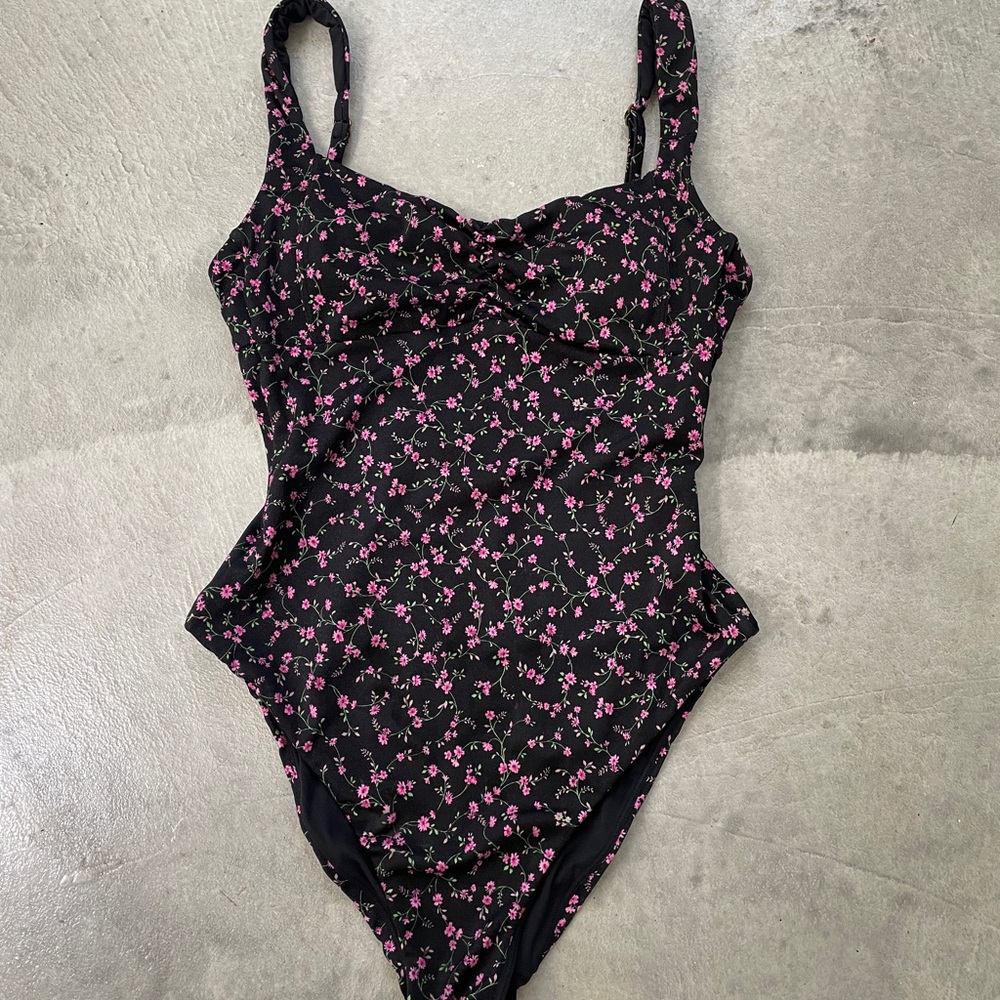 Andie black micro floral one piece swimsuit
